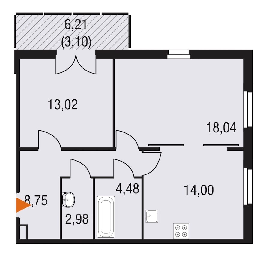 2-комнатная, 64 м² — ЖК ЖК Горки Парк
