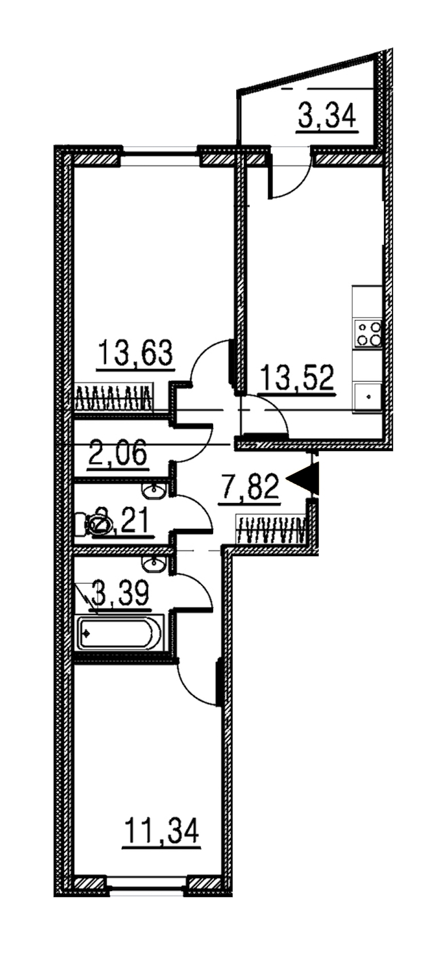 2-комнатная, 54 м² — ЖК ЖК Мурино Парк