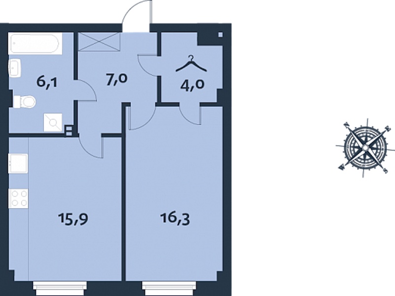1-комнатная, 49 м² — ЖК ЖК Royal Park (Роял Парк)
