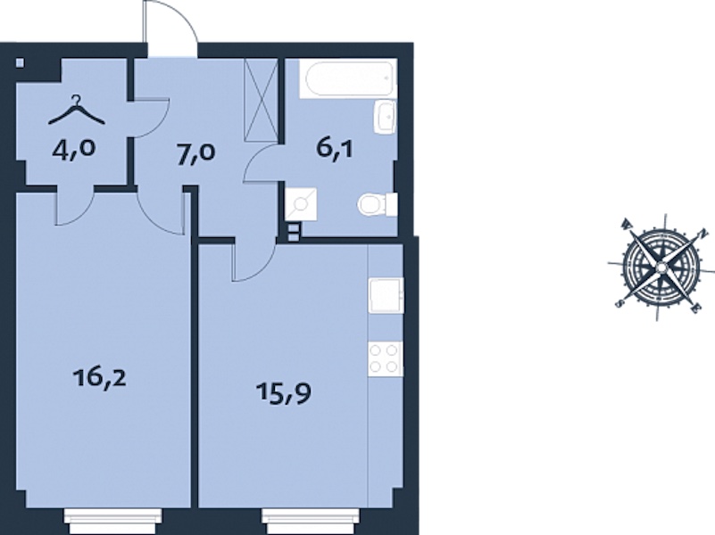 1-комнатная, 49 м² — ЖК ЖК Royal Park (Роял Парк)