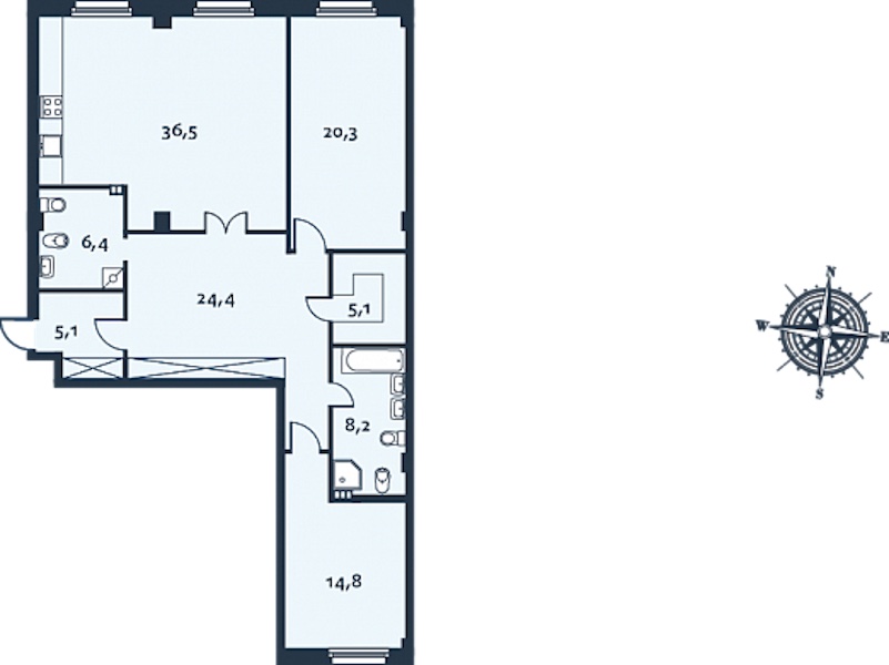 2-комнатная, 121 м² — ЖК ЖК Royal Park (Роял Парк)