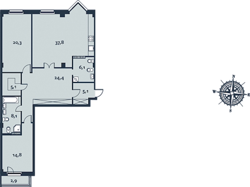 2-комнатная, 121 м² — ЖК ЖК Royal Park (Роял Парк)