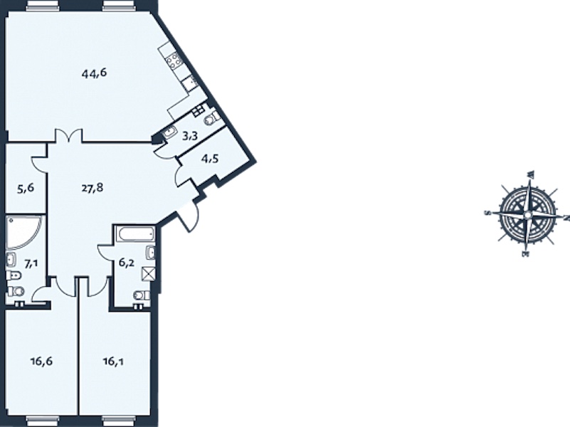 2-комнатная, 131 м² — ЖК ЖК Royal Park (Роял Парк)