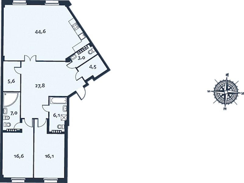 2-комнатная, 131 м² — ЖК ЖК Royal Park (Роял Парк)
