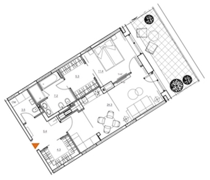 2-комнатная, 66 м² — ЖК Апарт-отель Ye's Marata (Йес Марата)