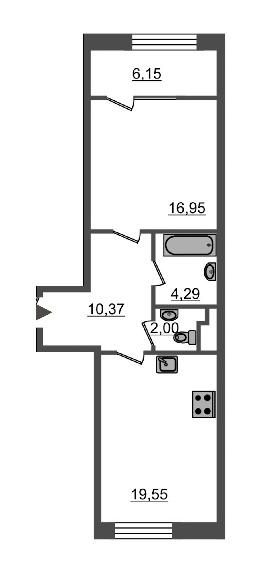 1-комнатная, 59 м² — ЖК ЖК Botanica (Ботаника)