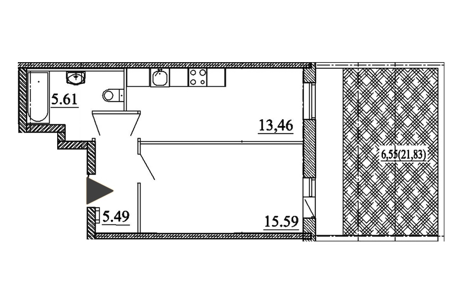 1-комнатная, 47 м² — ЖК ЖК Энфилд