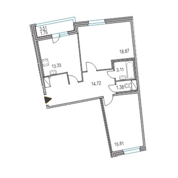 2-комнатная, 67 м² — ЖК ЖК Приморский квартал