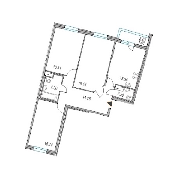 3-комнатная, 88 м² — ЖК ЖК Приморский квартал