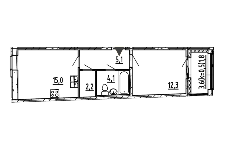 1-комнатная, 41 м² — ЖК ЖК Эталон на Неве
