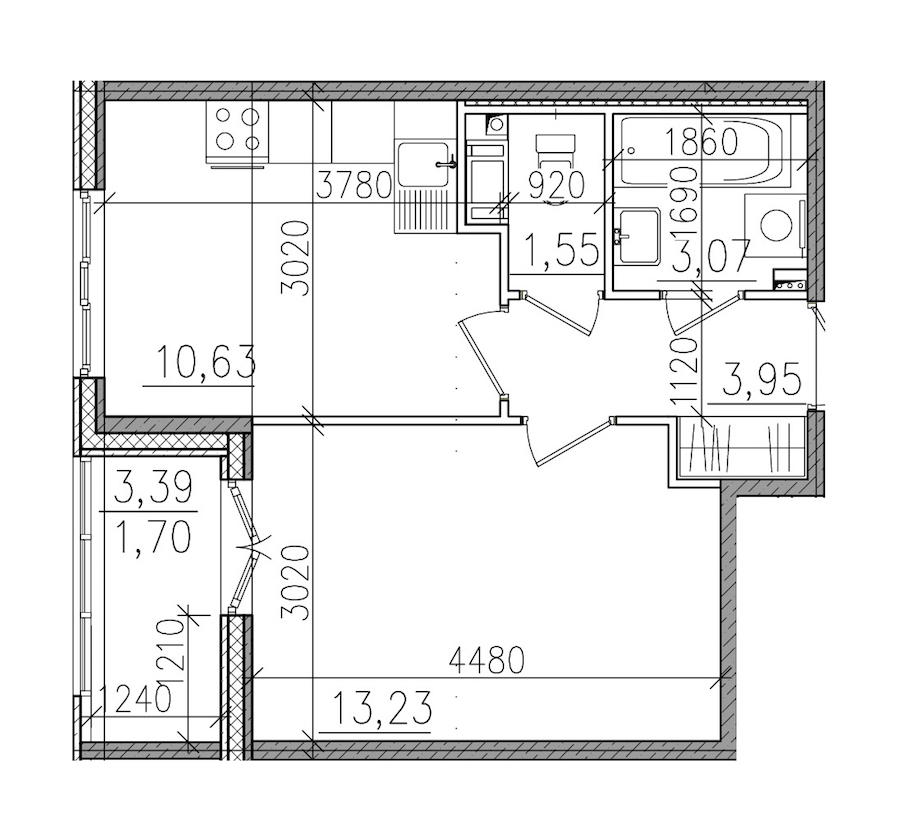 1-комнатная, 34 м² — ЖК ЖК Янила Драйв
