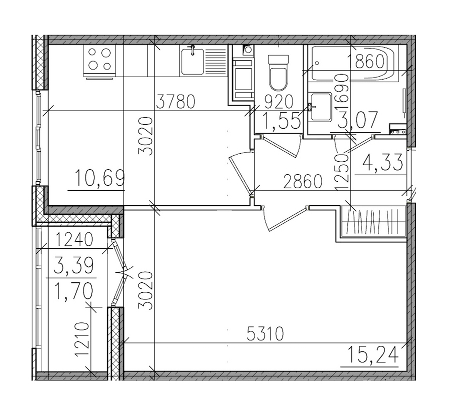 1-комнатная, 37 м² — ЖК ЖК Янила Драйв