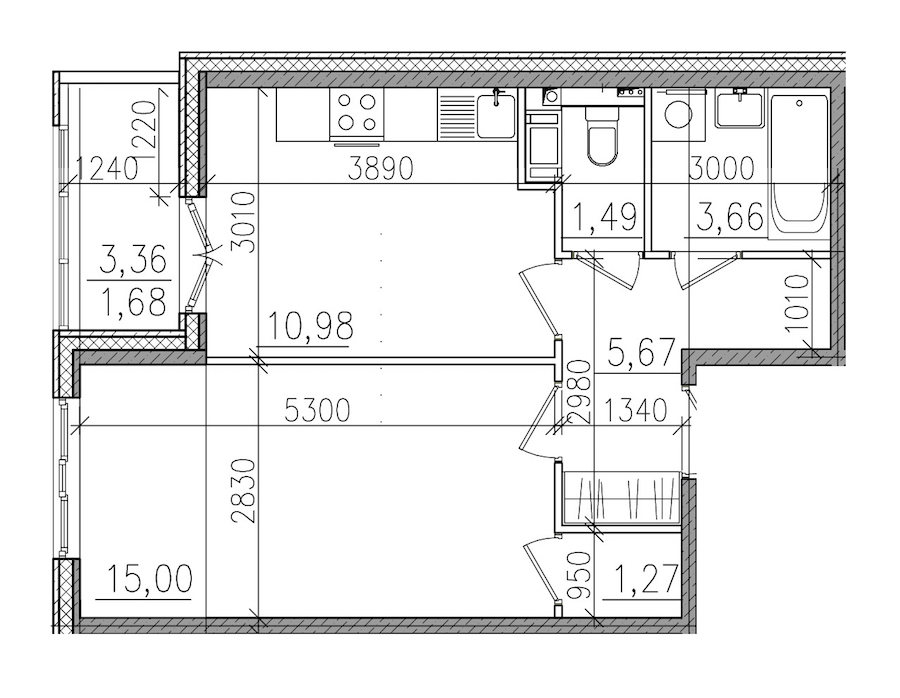 1-комнатная, 40 м² — ЖК ЖК Янила Драйв