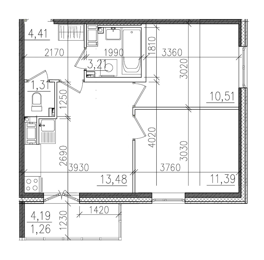 2-комнатная, 46 м² — ЖК ЖК Янила Драйв