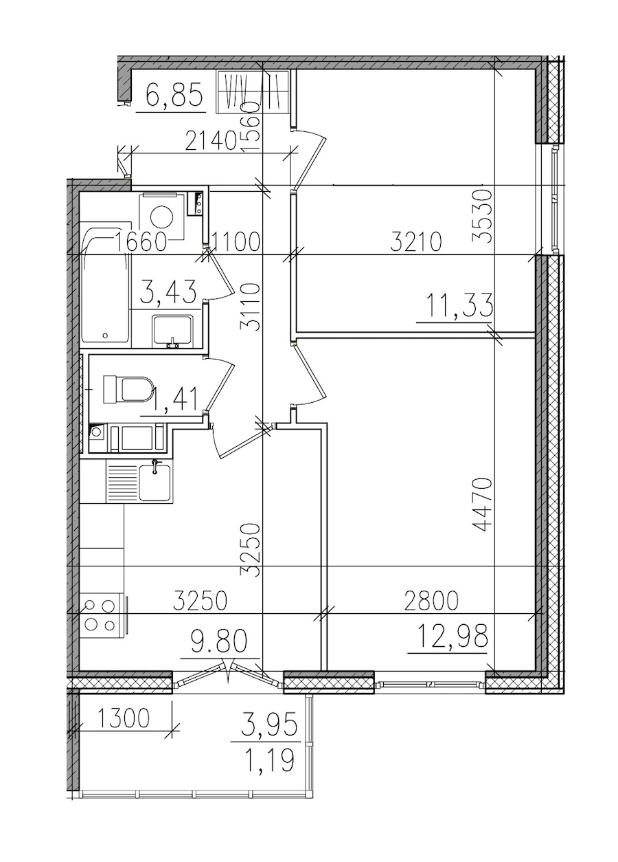 2-комнатная, 47 м² — ЖК ЖК Янила Драйв