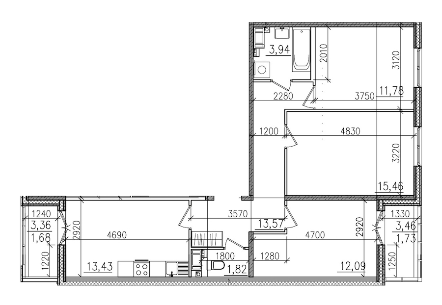 3-комнатная, 76 м² — ЖК ЖК Янила Драйв