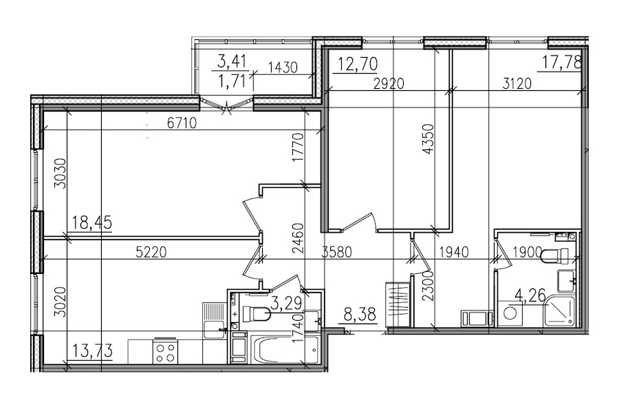 3-комнатная, 80 м² — ЖК ЖК Янила Драйв