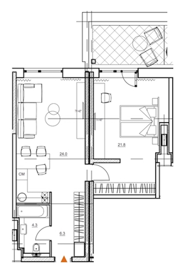 1-комнатная, 60 м² — ЖК Апарт-отель Ye's Marata (Йес Марата)