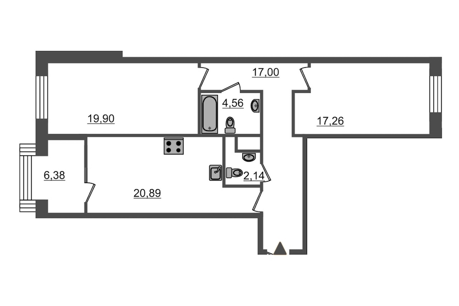 2-комнатная, 88 м² — ЖК ЖК Botanica (Ботаника)