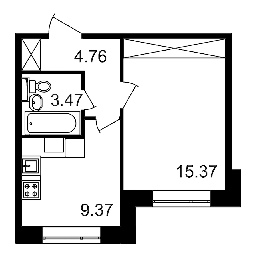 1-комнатная, 33 м² — ЖК ЖК Елизаровский