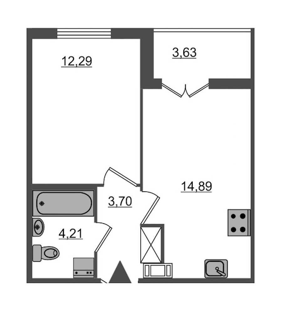 1-комнатная, 37 м² — ЖК ЖК Янила Драйв