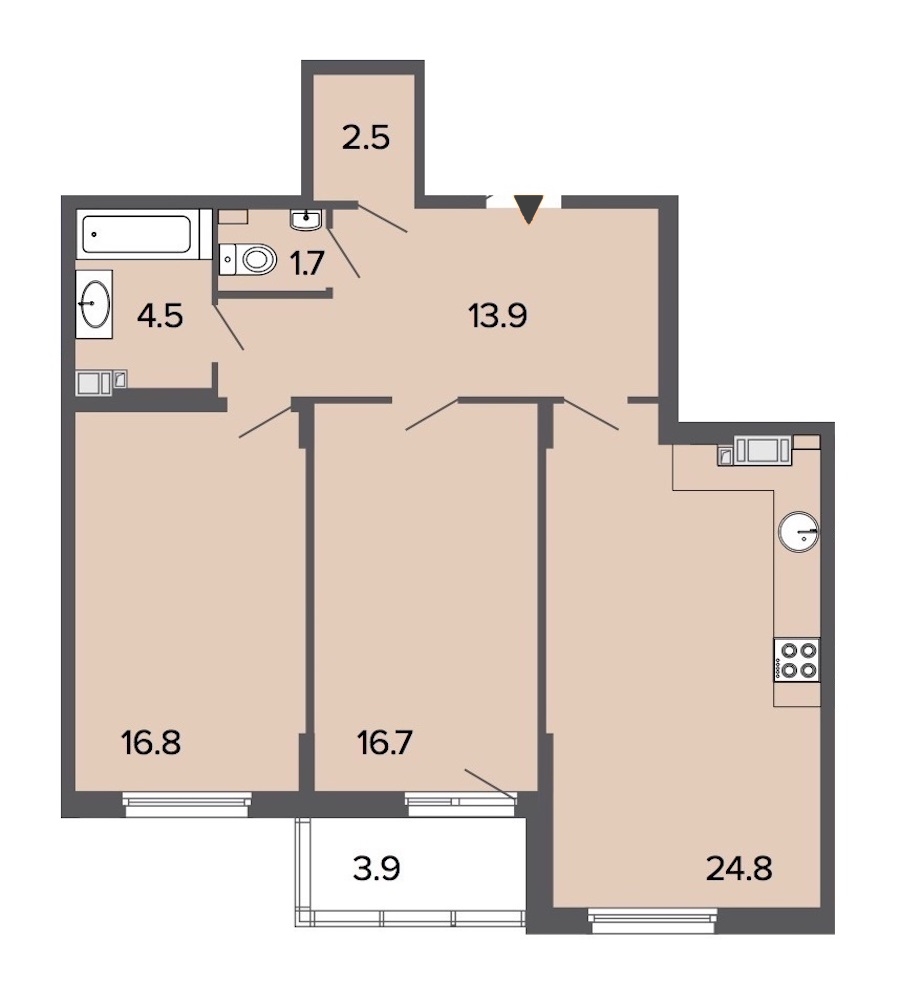 2-комнатная, 81 м² — ЖК Клубный дом Болконский