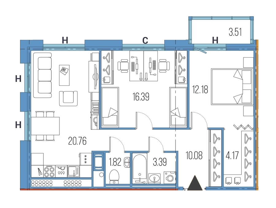 2-комнатная, 69 м² — ЖК ЖК Legenda Героев