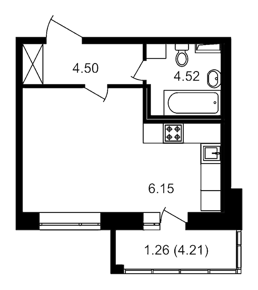 Студия, 33 м² — ЖК ЖК Елизаровский