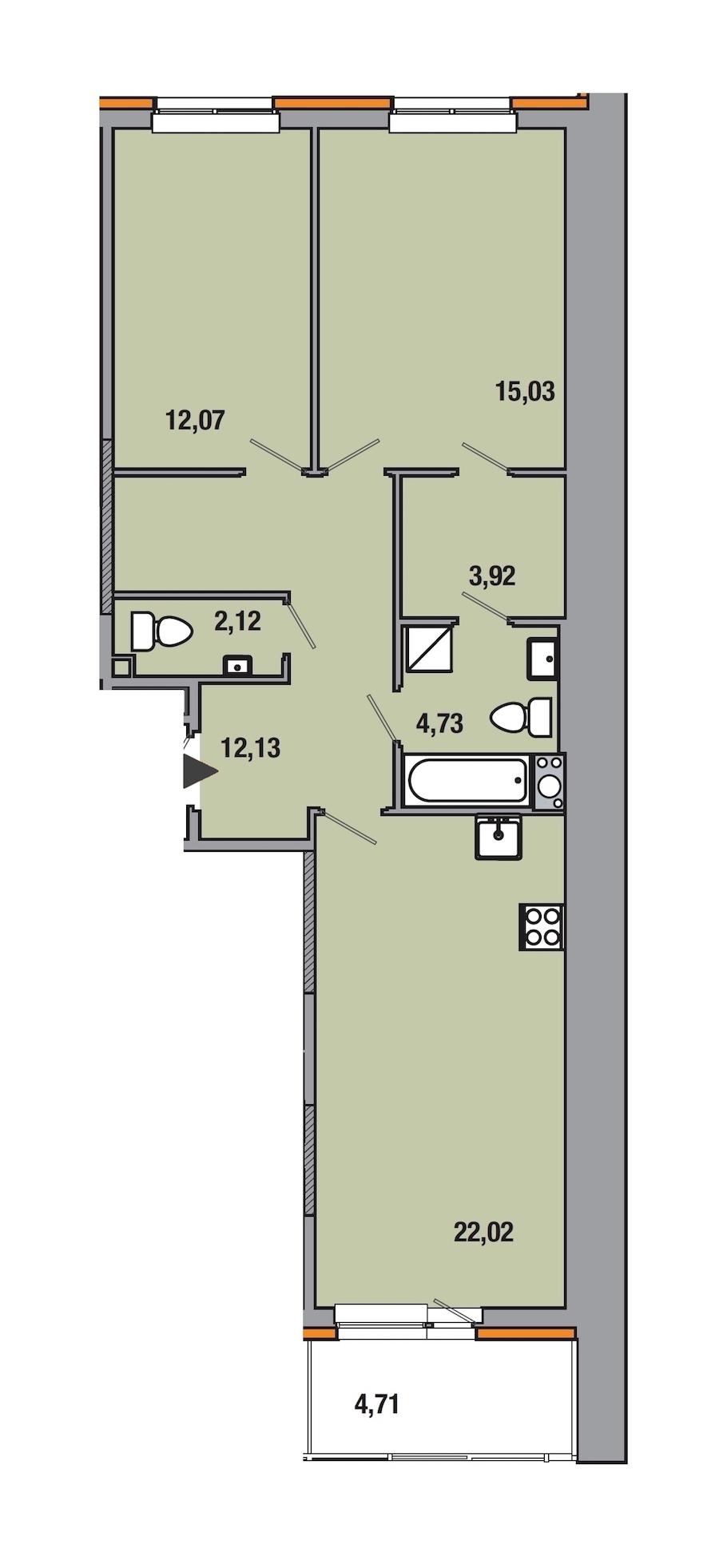 2-комнатная, 72 м² — ЖК ЖК ТАРМО
