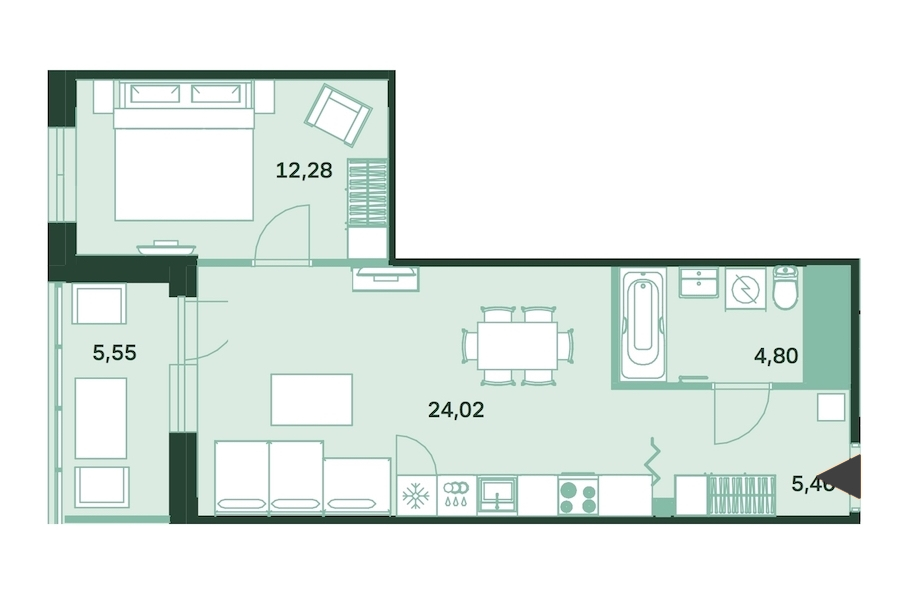 1-комнатная, 48 м² — ЖК ЖК Магнифика Резиденс (Magnifika Residence)