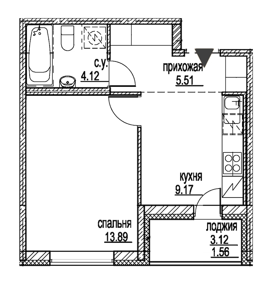 1-комнатная, 34 м² — ЖК ЖК ID Мурино (Айди Мурино)