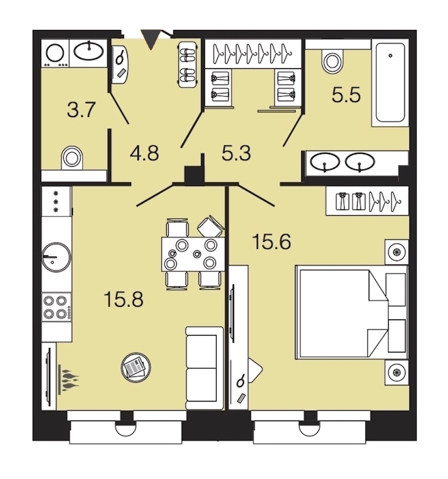 1-комнатная, 51 м² — ЖК ЖК Futurist (Футурист)