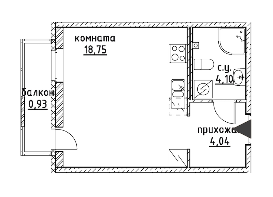 Студия, 28 м² — ЖК ЖК Айди Кудрово (ID Kudrovo)