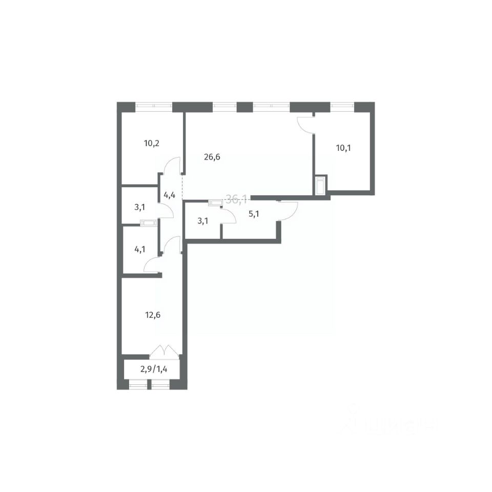 3-комнатная, 80.7 м² — ЖК ЖК НьюПитер (NEWПИТЕР)