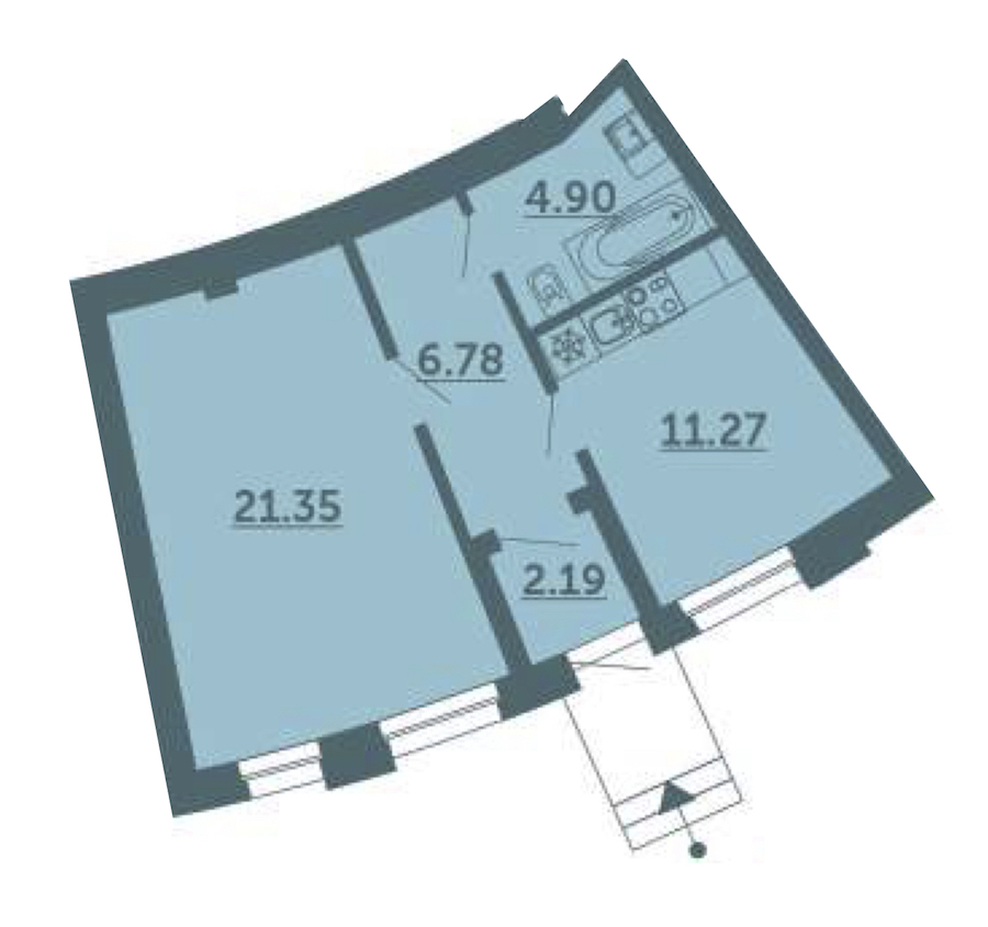 1-комнатная, 47 м² — ЖК ЖК Лахта Парк