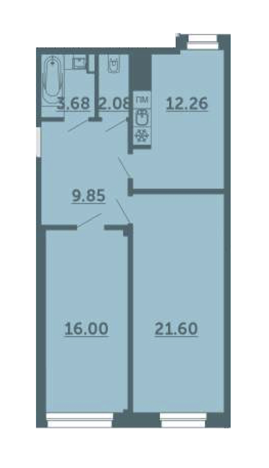 2-комнатная, 66 м² — ЖК ЖК Лахта Парк