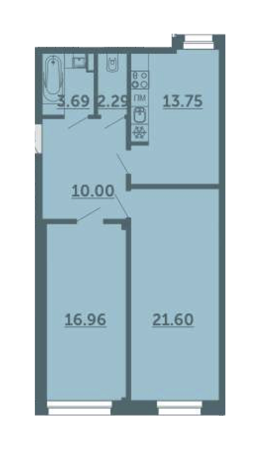 2-комнатная, 68 м² — ЖК ЖК Лахта Парк