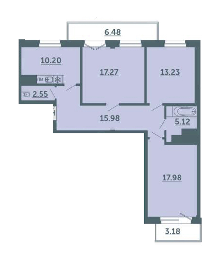 3-комнатная, 85 м² — ЖК ЖК Лахта Парк