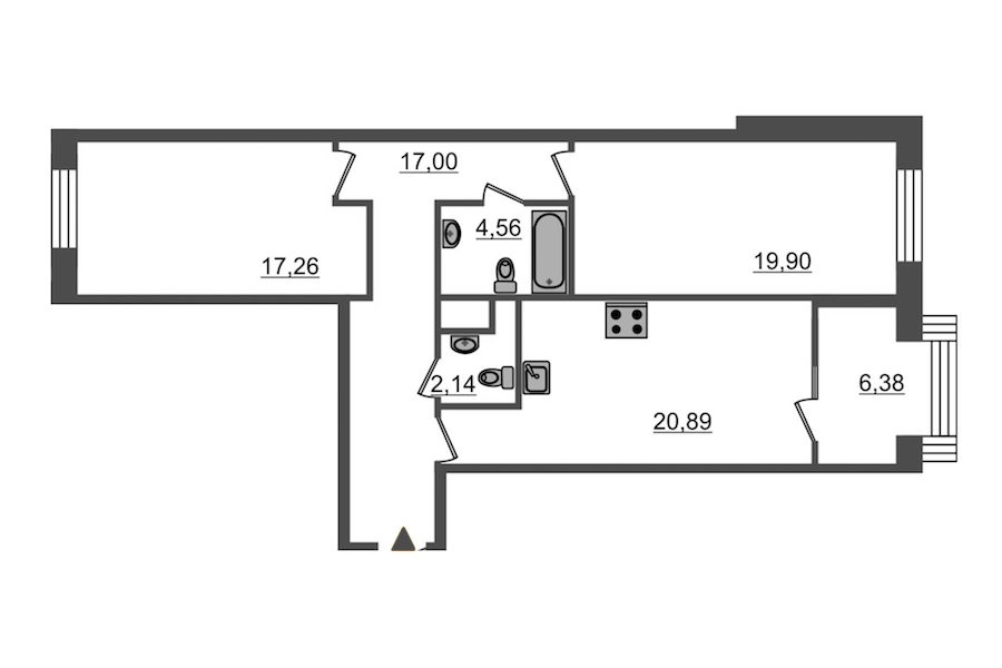 2-комнатная, 88 м² — ЖК ЖК Botanica (Ботаника)