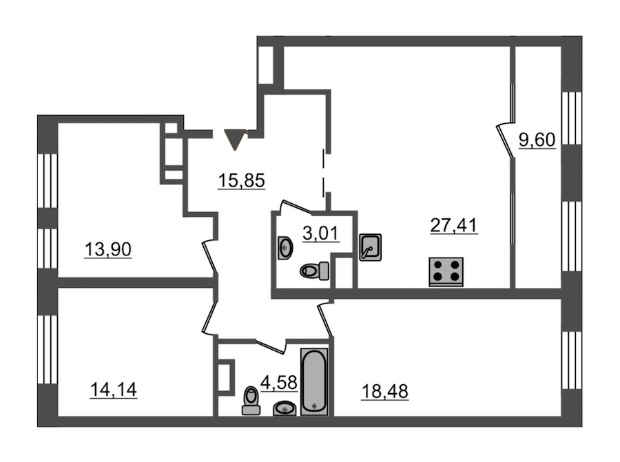 3-комнатная, 108 м² — ЖК ЖК Botanica (Ботаника)
