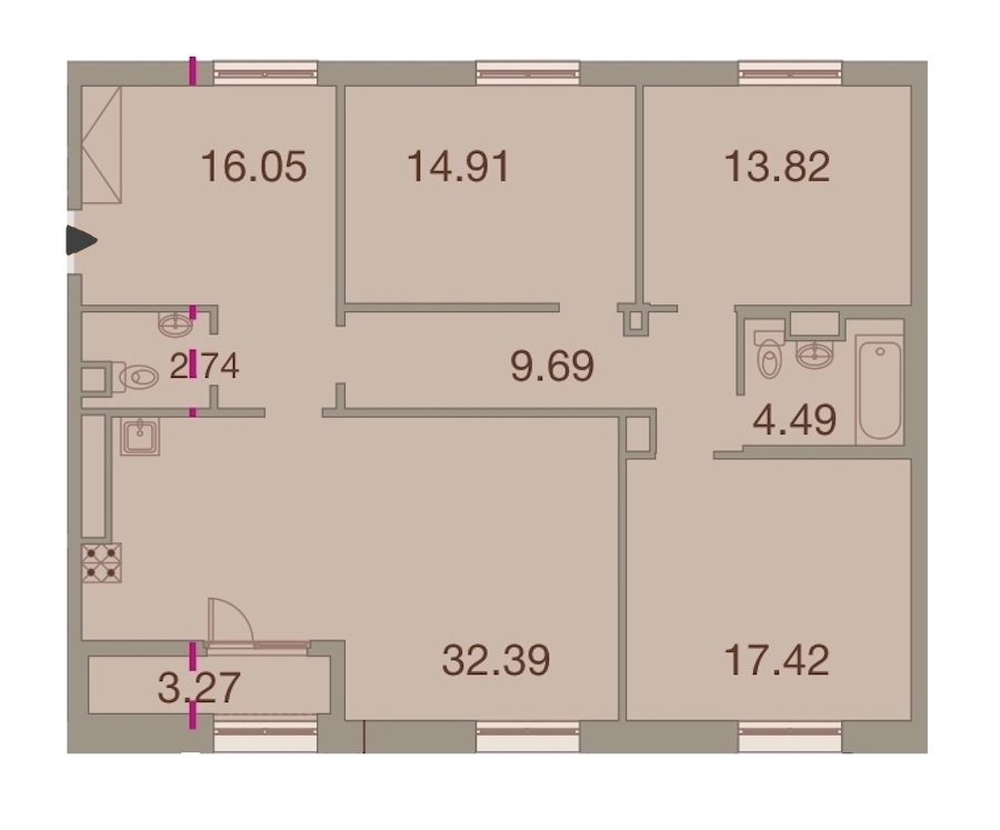 3-комнатная, 113 м² — ЖК ЖК Neva Haus (Нева Хаус)