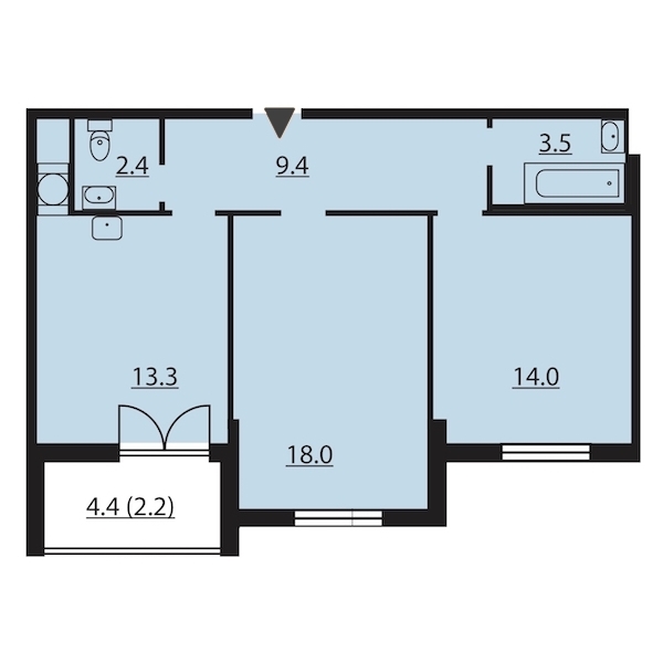 2-комнатная, 63 м² — ЖК ЖК Цивилизация на Неве