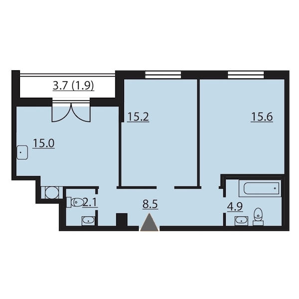 2-комнатная, 63 м² — ЖК ЖК Цивилизация на Неве