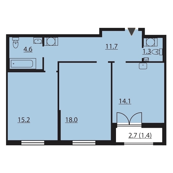 2-комнатная, 66 м² — ЖК ЖК Цивилизация на Неве