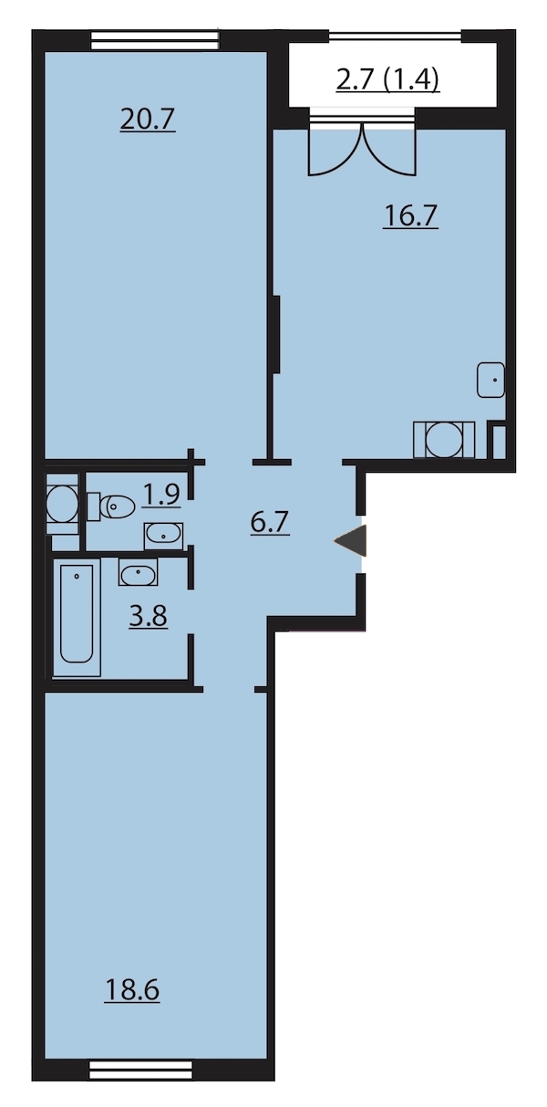 2-комнатная, 70 м² — ЖК ЖК Цивилизация на Неве