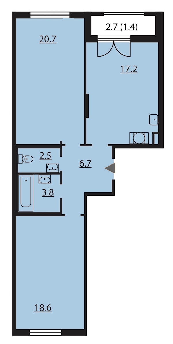 2-комнатная, 71 м² — ЖК ЖК Цивилизация на Неве