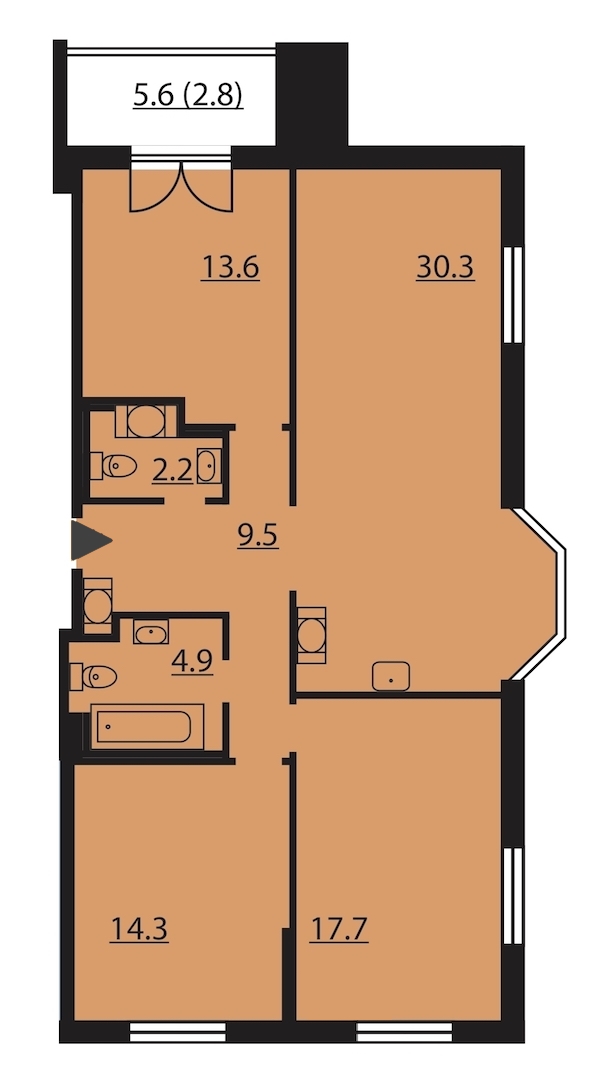 3-комнатная, 95 м² — ЖК ЖК Цивилизация на Неве
