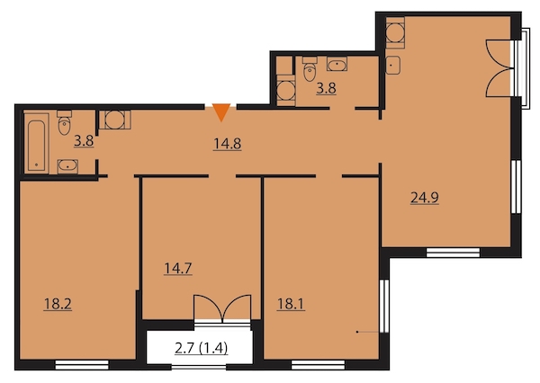 3-комнатная, 100 м² — ЖК ЖК Цивилизация на Неве