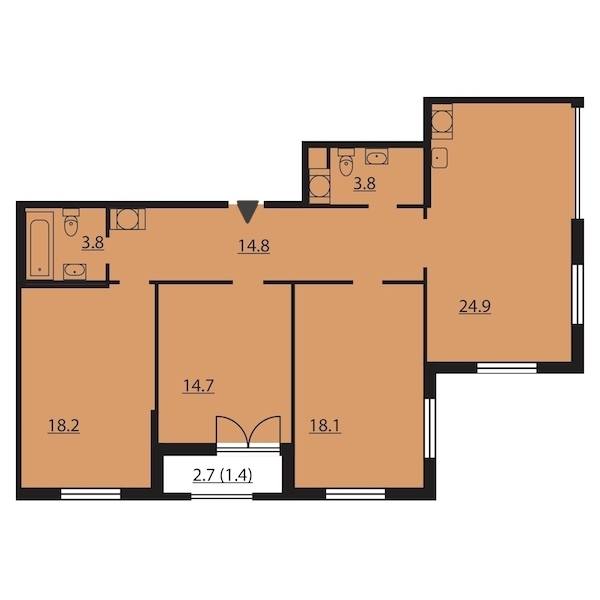 3-комнатная, 100 м² — ЖК ЖК Цивилизация на Неве
