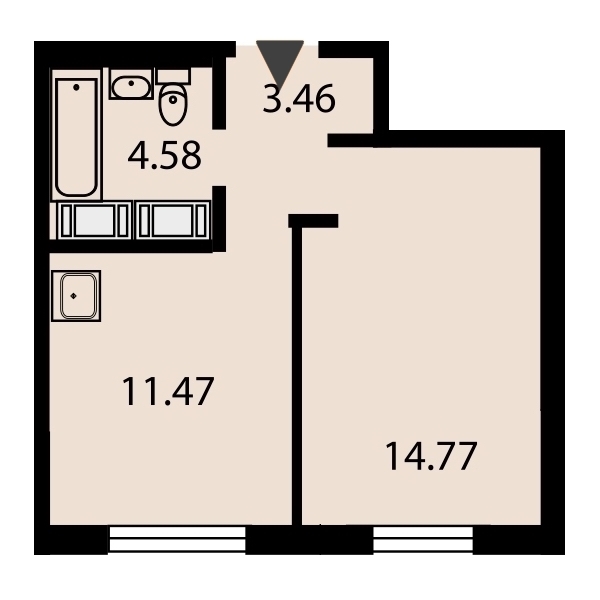 1-комнатная, 34 м² — ЖК ЖК Звездный дуэт